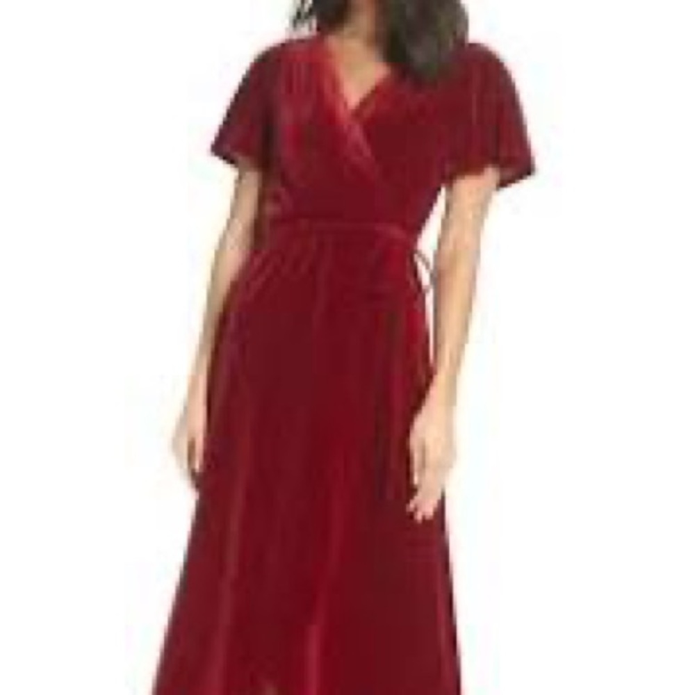Red Velvet wrap dress size XS